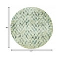 thumbnail image 5 of 8â€™ Round Beige Blue Distressed Chevron Area Rug, 5 of 6