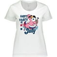 thumbnail image 3 of Inktastic Happy 4th of July with Patriotic Flamingo Women's Plus Size T-Shirt, 3 of 5