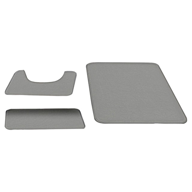 Luzkey 3 Pieces Bathroom Rug Soft Carpet Absorbent Polyester Machine Washable Floor Mat Anti Slip for Washrooms Bathrooms Spas Decor light gray