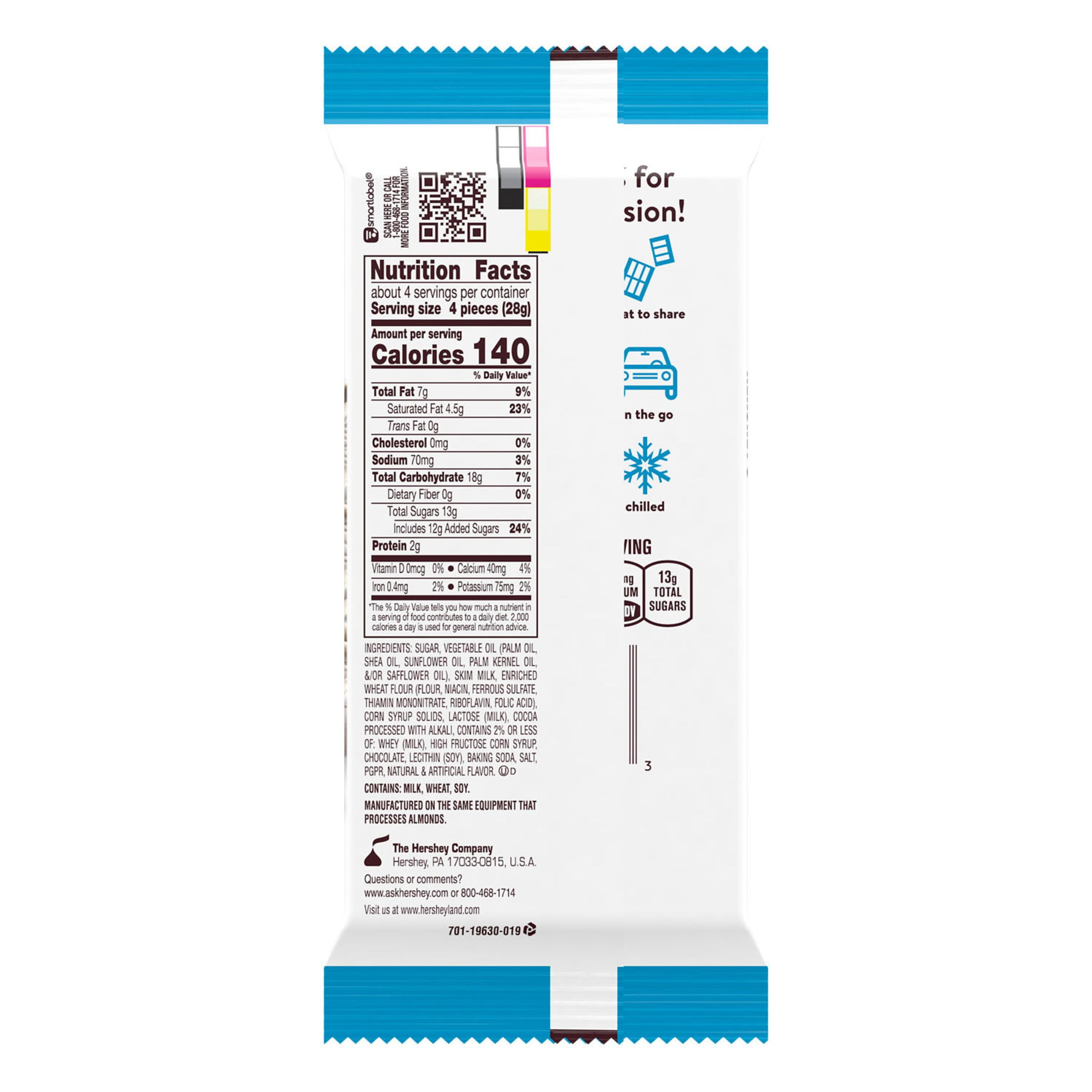 Pack of 4 Hershey's Cookies 'n' Creme XL Candy Bar, 16 Pc - 4 oz - Package may vary
