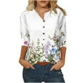 thumbnail image 2 of WXLWZYWL Womens Tunic Summer Tops 3/4 Sleeve v Neck Plus Size Boho Floral Printing Tops Button Down Trendy Casual Loose Pullover Shirts, 2 of 5