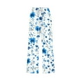 thumbnail image 3 of BiZtdJrK Womens Boho Summer Linen Pants Floral Print Capri Pants Drawstring Elastic Waisted Straight Leg Pants Beach Vacation Pants with Pockets sales today clearance Multicolor#2 XL, 3 of 5