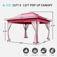 thumbnail image 3 of Meetleisure 11'x11' Pop Up Gazebo for Patios, Outdoor Canopy Tent with Sidewalls, Mosquito Netting, Pop Up Shelter for Wedding Party, Pink, 3 of 11
