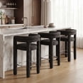 thumbnail image 3 of Dayalane 26" Counter Height Bar Stools Set of 3, Modern Sherpa Barrel Barstools with Back and Armrests, Stainless Steel Footrest for Kitchen Island, Black, 3 of 10