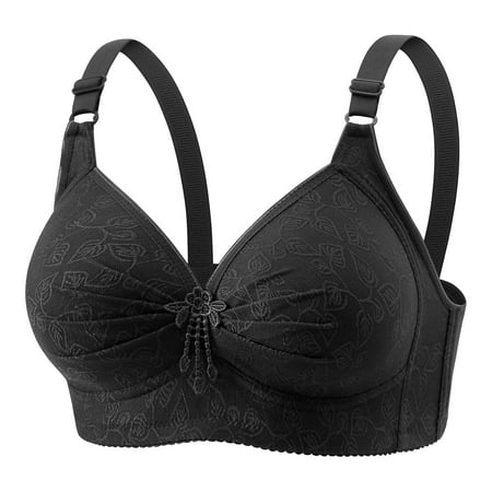Gnurob Women s Lace Bra Plus Size Bralettes Push Up Bralette Comfort Wireless Bras Adjustable Straps Underwear for Heavy Breast Sprots lingerie Clearance Saving Black Medium