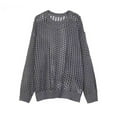 thumbnail image 4 of Rovga Women Sweater Solid Color Crochet Cardigan Off Shoulder Hollow Out O-Neck Knit Sweater Trendy Streetwear, 4 of 4