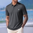 thumbnail image 2 of Mens Big and Tall Polo Shirts 3 Buttons Cotton Short Sleeve Pique Golf Tennis Shirt Collared Basic Shirts Breathable Soft Classic Polos Size 4XL Dark Gray, 2 of 5