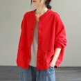 thumbnail image 4 of Chaquetas para mujer, ropa de moda coreana, holgadas, de gran tamaño, con cuello redondo, cárdigans sólidos, abrigos de manga larga con una sola botonadura, blusas para mujer, 4 of 4