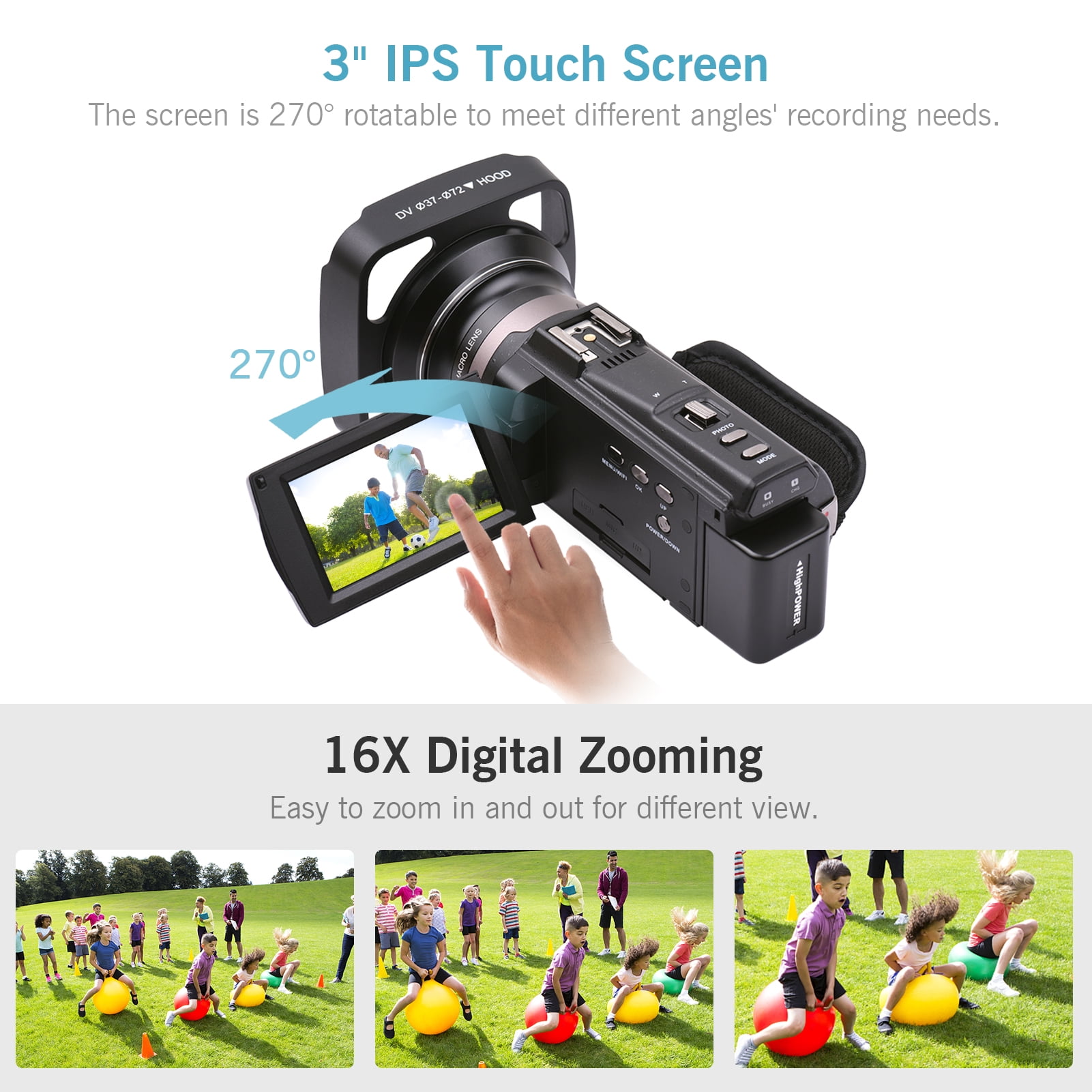 4K 60FPS Ultra HD Digital Video Camera DV Camcorder 48MP 16X Zoom WiFi Sharing Time Lapse Slow Motion for Photography ,Easy to Operate