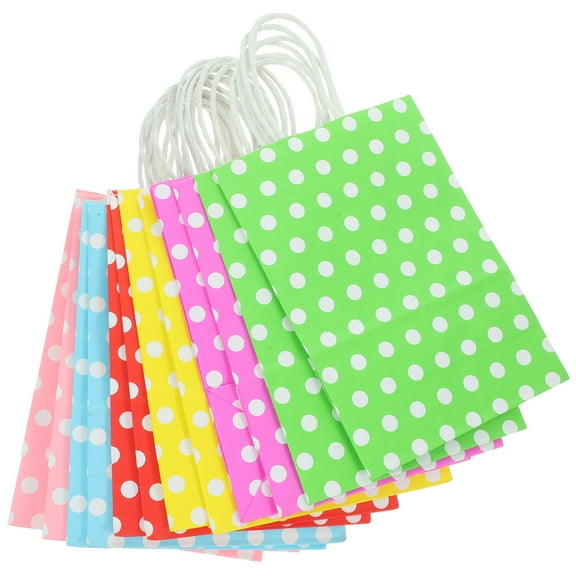 unbranded 12 Pcs Bags Party Favor Colorful Dot Kraft Paper Tote 12pcs Packed Bride