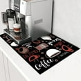 thumbnail image 4 of WIRESTER Coffee Mat - Coffee Bar Mat for Countertops Absorbent Hide Stain Rubber Backed Dish Drying Mat for Kitchen Counter - Black Clock, 4 of 7