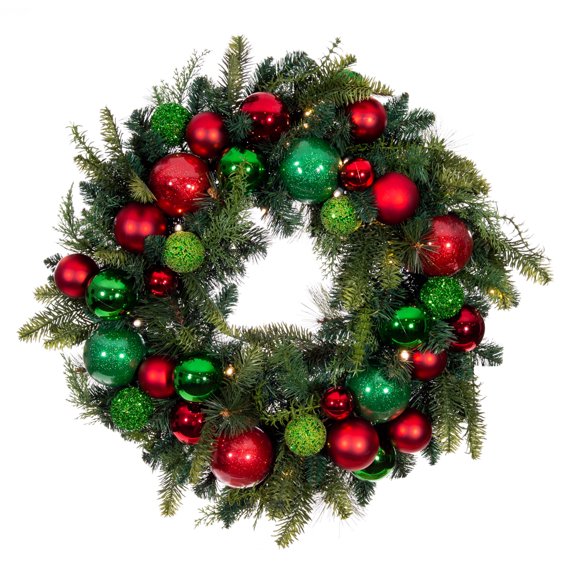 Village Lighting 30 in. Pre-Lit LED Wreath - Christmas Cheer