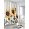thumbnail image 3 of Yellow Sunflowers Standard Shower Curtain Set, Waterproof Shower Curtains for Bathroom, Floral in Blooms Pastoral Plants Washable Fabric Cloth Bath Curtain for Bathtub with Hooks 72x72 Inches, 3 of 6