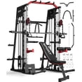 thumbnail image 1 of Smith Machine Home Gym – Multi-Function with Adjustable Bench – Power Rack, Squat Cage & Dual Cable System – Compact Full-Body Strength Training – Red & Black, 1 of 7