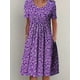 thumbnail image 2 of Vestido Estampado Completo Con Pliegues, Vestido Casual De Cuello Redondo Y Manga Corta, Ropa De Mujer, 2 of 4