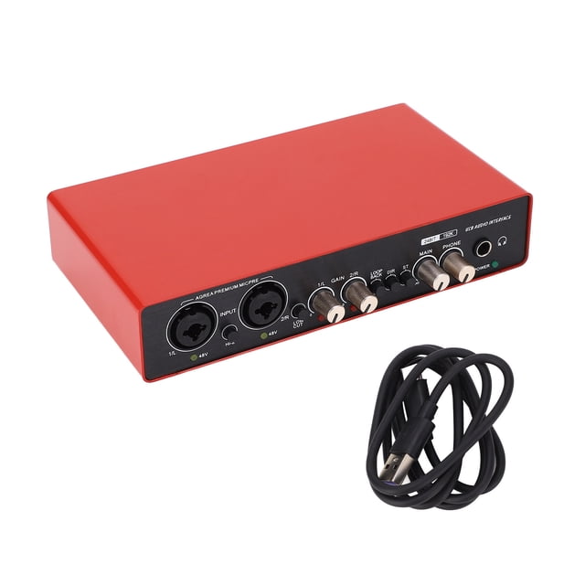 Tarjeta de sonido USB en vivo, mini USB roja, para mezcla digital, computadora, guitarra, teléfono móvil, grabación, canto en vivo