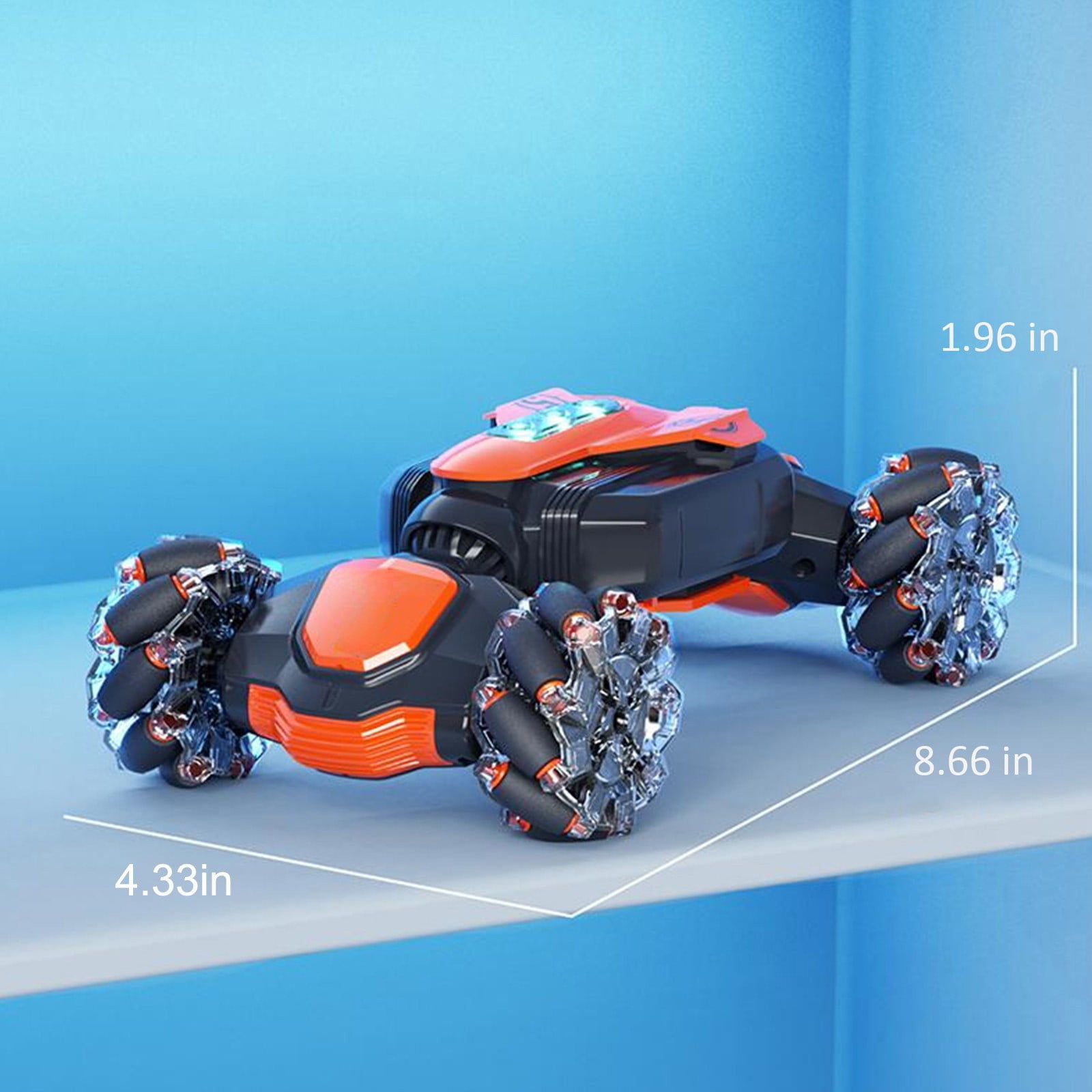 Gesture Sensing Stunt Remote Control Off-Road Vehicle - 8.66 Inch 4WD RC Car with 360° Flips, Lights and Music