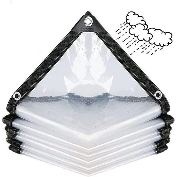 AZANU 5x14 FT PVC Clear Waterproof Cover Tarp Foldable,Multipurpose Plastic Tarps with Grommets and Reinforced Edges Tarpaulin,Thick 0.3mm