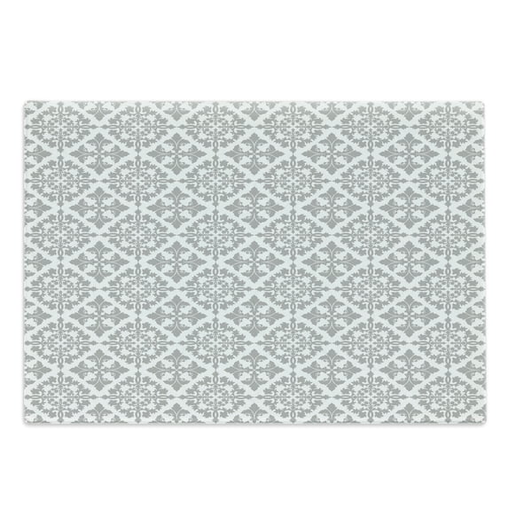 Grey Cutting Board, Antique Victorian Floral Retro Patterns in Modern Graphic Print Old Fashioned Art, Decorative Tempered Glass Cutting and Serving Board, Large Size, Grey White, by Ambesonne