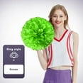 thumbnail image 2 of 2 PCS 11"Cheerleading Pom Poms for Adult Kids, Metallic Foil & Plastic Ring Pom for World Cup Sports Match Dance Party Cheering Team,Green, 2 of 5