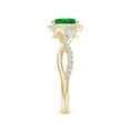 thumbnail image 3 of ANGARA Lab Grown Oval Emerald Twisted Vine Ring with Diamond Halo for Women in 14K Yellow Gold (Size-7x5mm) | May Birthstone, Birthday, Anniversary, Jewelry Gift for Women | Lab-Grown Emerald Ring, 3 of 7