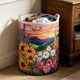 thumbnail image 5 of Boho Floral Landscape Laundry Basket,Quilted Fabric Storage Hamper with Sturdy Handles,Artistic Sunflower Print Organizer for Dirty Clothes,Towels and Home Decor, 5 of 6