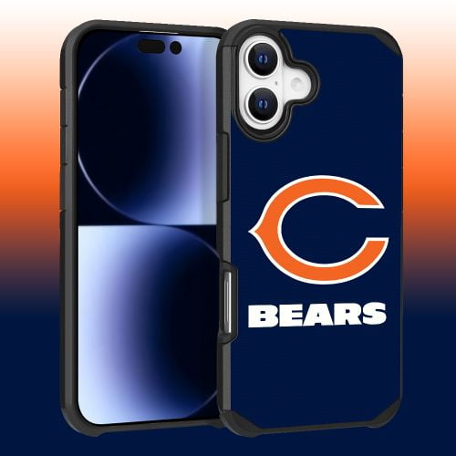 Apple iPhone 16 (6.1) - NFL Licensed Chicago Bears Team Logo on Blue Textured Dual Layer Case