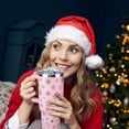 thumbnail image 5 of Christmas Tumbler 40oz Pink Snowflake Tumbler with Lid and Straw Xmas Insulated Cup Coffee Mug Christmas Gifts for Women Men, 5 of 6