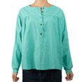 thumbnail image 1 of Blusa de mujer Algodón Lino Escote en v Botones Túnica de manga larga Tops Camisa casual suelta CACAGOO Blusa de mujer, 1 of 7