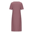 thumbnail image 4 of Lenago Summer Dresses for Women Fashion Round Neck Loose Short Sleeve Solid Mid-Calf Dress Long Dress Beach Party Dresses S-5XL, 4 of 5