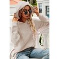 thumbnail image 3 of Pull à Capuche pour Femmes, Décontracté, Boutonné, Col en V, Manches Longues, Tricoté, Henley, 3 of 7