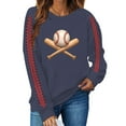 thumbnail image 2 of ZSQDM Women's Hoodless Sweatshirt Women Hoodies Baseball Mom Sweatshirt for Women Long Sleeve Crewneck Graphic Pullover Top Softball Casual Sport Shirt Plush Crew Neck Hoodie(M), 2 of 3