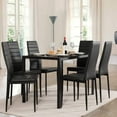 thumbnail image 7 of WYDK Black PU Dining Chair Set of 6, Leather Dining Chairs with Curved Back & Foot Cap Protection for Dining Kitchen Living Room, Black Round Legs, 300lbs Capacity, 7 of 7