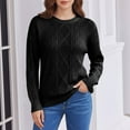 thumbnail image 5 of Women's Cable Knit Sweater Long Sleeve Warm Fall Winter Pullover Crew Neck Trendy Elegant Top, 5 of 9