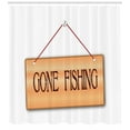 thumbnail image 3 of Ambesonne Fishing Theme Shower Curtain, Hanged Signboard Form, 69"Wx70"L, Persian Orange and White, 3 of 3