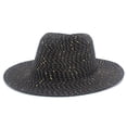 thumbnail image 2 of FUZHIQ Unisex Sequin Glitter Wide Brim Straw Fedora Hat, Breathable Woven Shiny Summer Sun Hat for Men Women Party Vacation Daily Outdoor Wear,One Size, 2 of 5