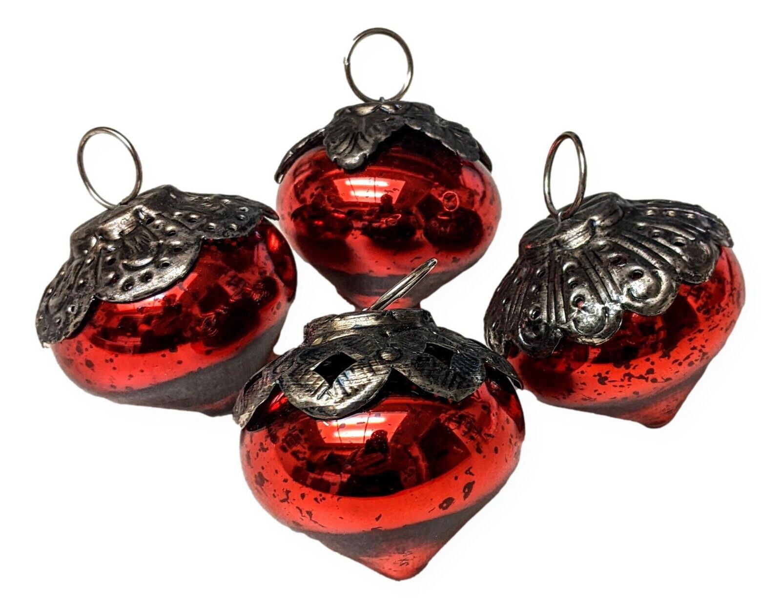 Dark Red Heart Mercury Glass Christmas Ornament