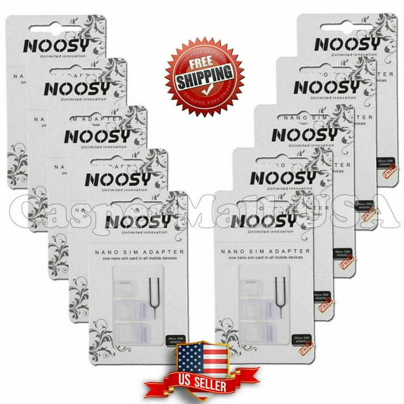 10X Nano SIM Card to Micro Standard Adapter Converter Set Fits iPhone 5 4S white