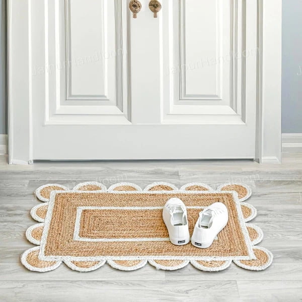 Handmade Indian Scalloped Jute Rug 2X3 Feet