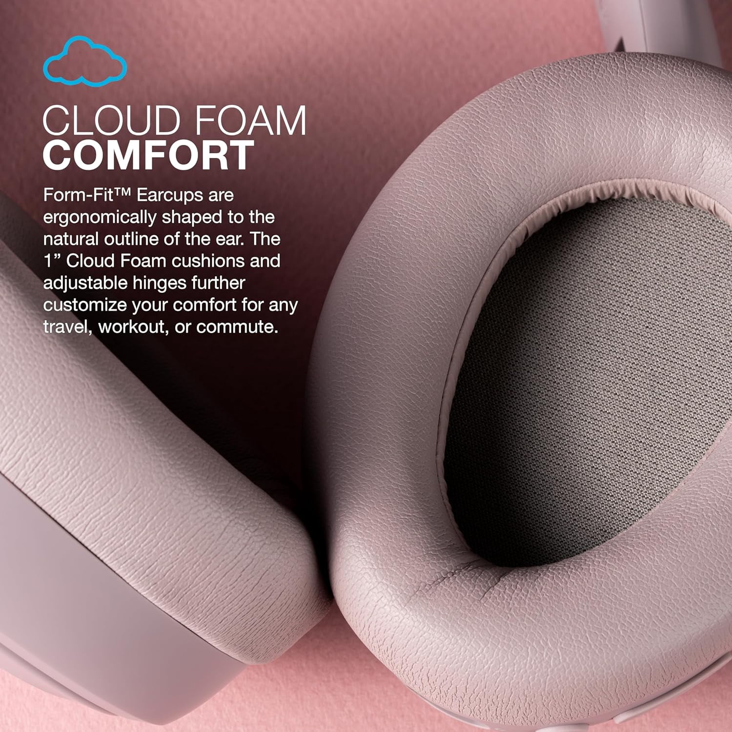 JLab JBuds Lux ANC over-Ear Headphones with Hybrid Active Noise Cancelling, 70-Hour Battery, Mauve