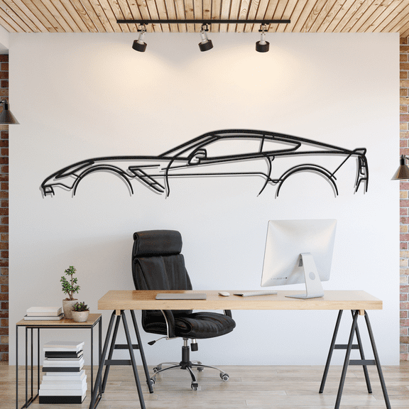 LaModaHome Corvette C7 Metal Silhouette Wall Art