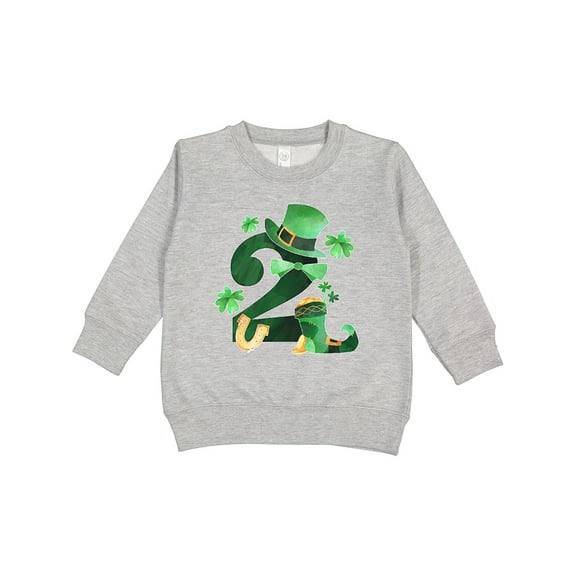 Inktastic St. Patrick's 2nd Birthday Green Hat with Bow Tie Toddler Sweatshirt