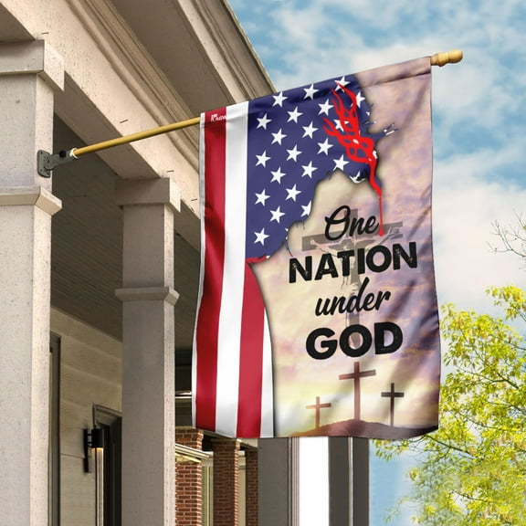 Flagwix American Flag One Nation Under God Jesus Christ Flag DDH1733F - Polyester Double-sided Printed House Flag