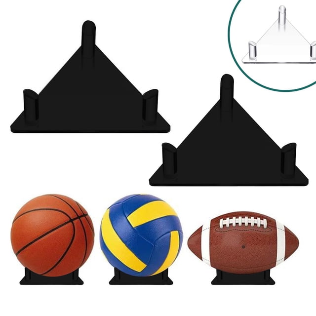 Soporte de exposición de pelota acrílico Pack de 2 • Soporte para balones deportivos y baloncesto, fútbol americano y voleibol • Portaobjetos de trofeos