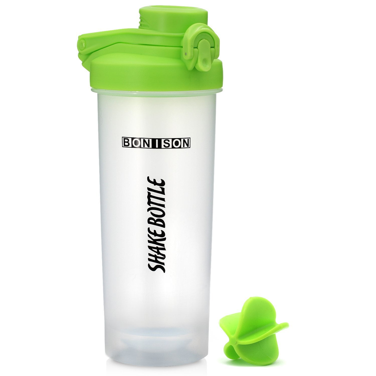 24 oz Shake Bottle Flip Top Spout With Lid Lock New Mixer Ball To Mix Protein Powder Easy Shaker Water Bottle With Handle (24oz-green)