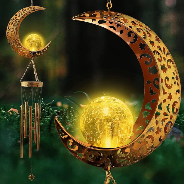 Moon Wind Chime Women Morher's Day Gift Grandma Birthday Gift Solar Garden Moon Gift Outdoor Garden Wind Chimes Solar Moon Mothers Gift Mom Gifts Wome