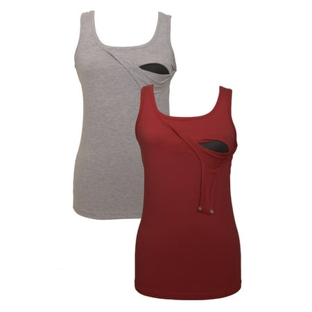 

100% Premium Cotton - Women Nursing Maternity Tank Top 2 Piece Set