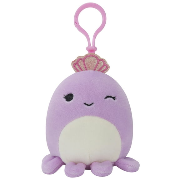 Little Plush 3.5 inch Child's Clip on Squishmallows Violet - Purple Winking Octopus Crown