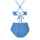 thumbnail image 5 of Trajes de Baño de Corte Alto para las Mujeres sin Mangas Sólido Empuje-Up Acolchado Traje de Baño, Retro Sexy Ropa de Playa con Almohadilla de Pecho, Traje de Baño de Poliéster, 5 of 6