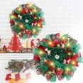 thumbnail image 2 of 15.8" Traditional Santa Claus Wreath, Christmas Mesh Outdoor Front Door Wreath, Red And Green Woven Ribbons, Wooden Plaque Flower Garland Wreath Hanging Decorations Christmas Holiday Ornaments, 2 of 9